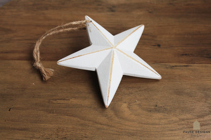 Hanging White Wooden Star