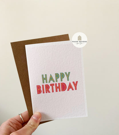 Happy Birthday Pink & Green Birthday Greetings Card