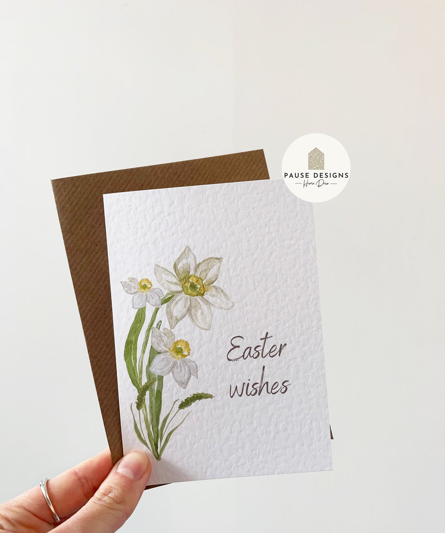 Watercolour Daffodil Easter Wishes Greetings Card | Spring Daffodils Card | Cute Cards | Easter Cards | Happy Easter