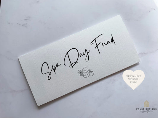 Personalised Spa Day Funds Money Wallet | Gift Money Wallet | Cash Envelope | Birthday Present | Treat Card
