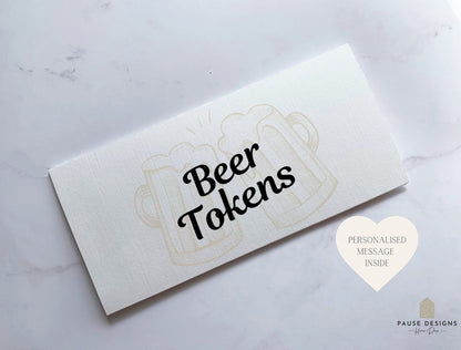 Beer Tokens Linen Textured Card Money Wallet | Birthday Cash Holder