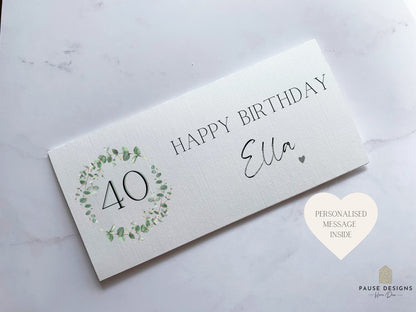 Personalised 40th Birthday Money Wallet | Birthday Gift Money | Cash Envelope | Birthday Present | Milestone Birthday Card | Custom Card