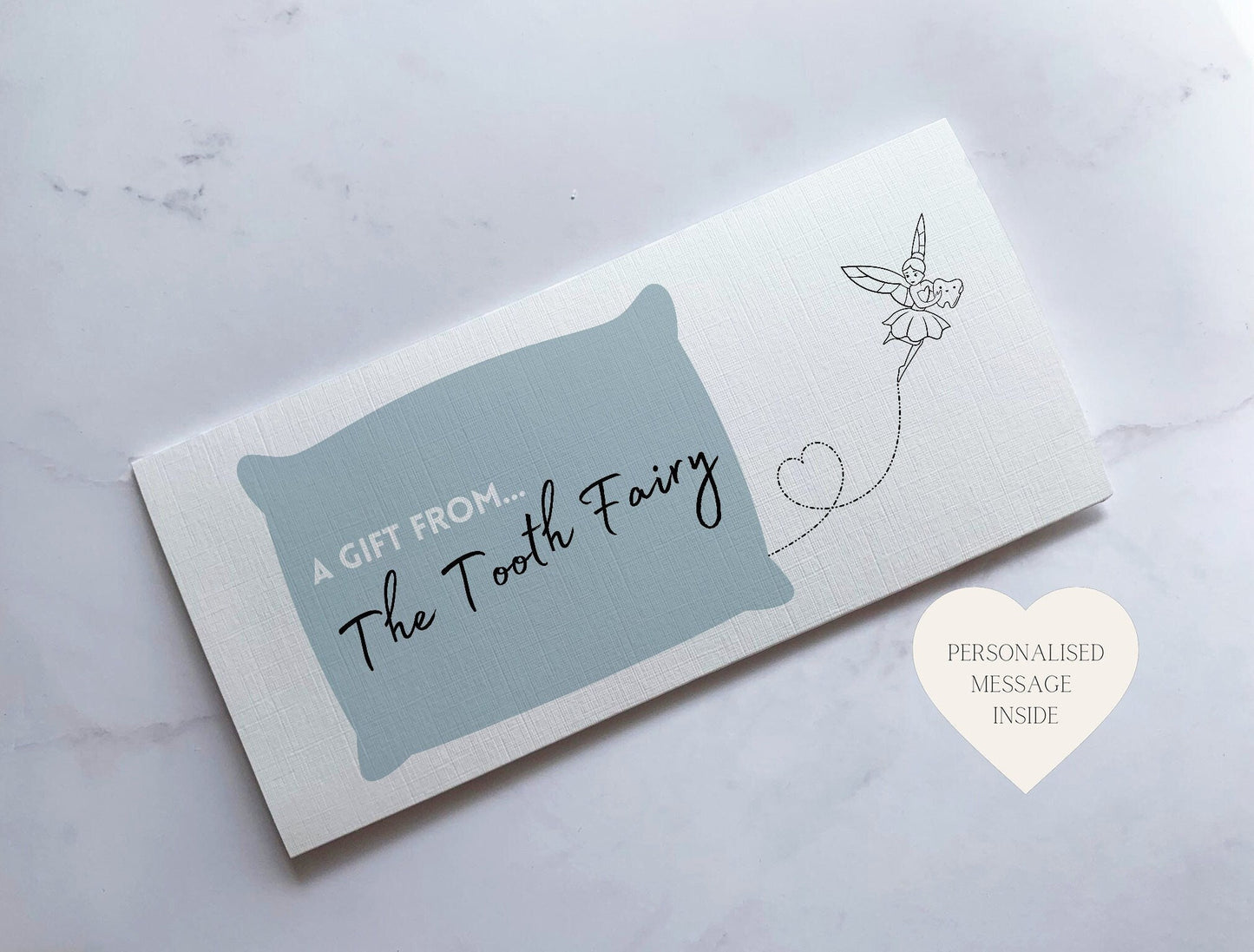 Tooth Fairy Money Wallet Card | Perfect Tooth Fairy Gift | Blue or Pink Pillow