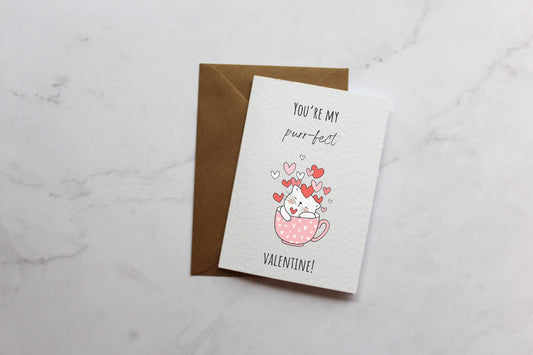You're My Purr-fect Valentine Cat Card | Heart Card | A6 Card | Valentine's Card for her | Valentine's Card | Girlfriend Valentine's Card