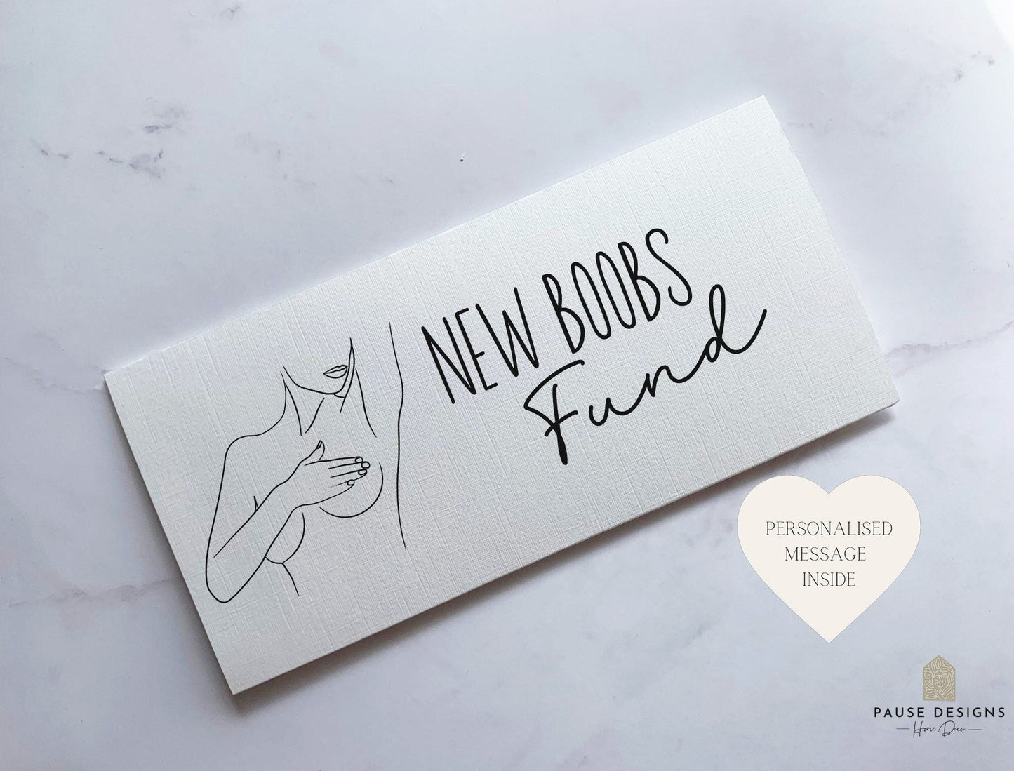 New Boobs Fund | Linen Card Money Wallet | Funny Boob Job Gift | Rude Birthday Gift