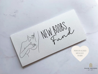 New Boobs Fund | Linen Card Money Wallet | Funny Boob Job Gift | Rude Birthday Gift