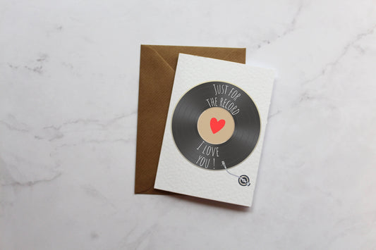 Just For The Record, I Love You Vinyl Music Valentine's Day Card | Valentine's Day Card | Card For Her/Him | Vinyl Card | Funny Card