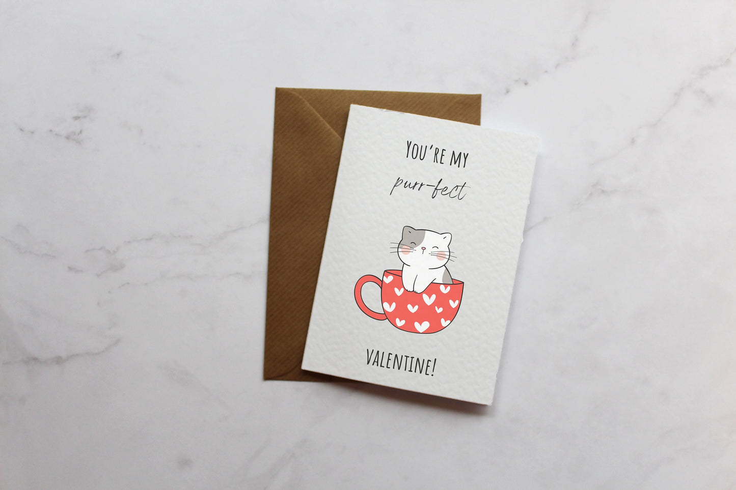 You're My Purr-fect Valentine Cat Card | Heart Card | A6 Card | Valentine's Card for her | Valentine's Card | Girlfriend Valentine's Card