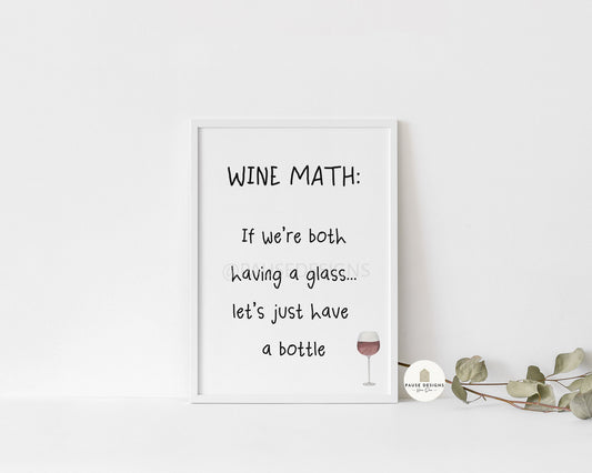 Wine Math Wall Art Print | UNFRAMED PRINT | A3/A4/A5 Prints | Home Décor Prints | Girl Math Prints | Kitchen Print | Alcohol Prints | Wine