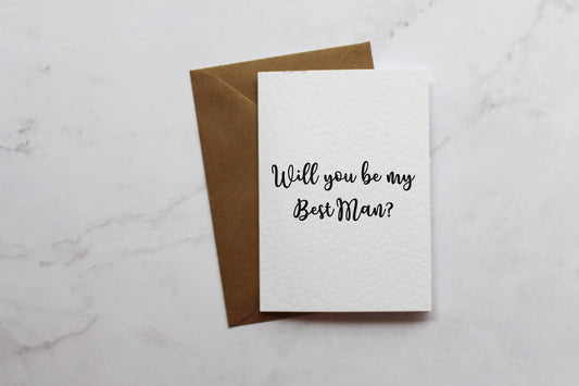 a card that says will you be my best man?