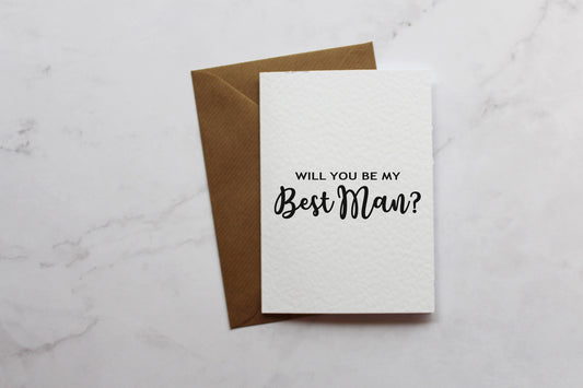 a card that says, will you be my best man?