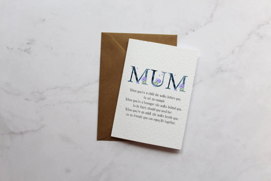 Mum Poem Mother's Day Card | Cards For Mum | Mothers Day Card | Cute Cards | Minimalist Cards | Flower Card | Sentimental Card