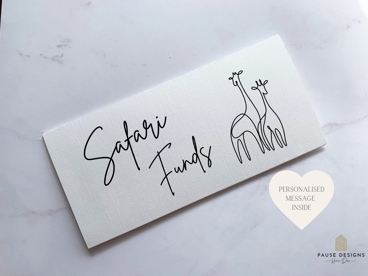 Personalised Safari Funds Money Wallet | Wedding Gift Money | Cash Envelope | Wedding Present | Congratulations Card | Giraffe Card