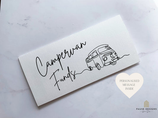 Campervan Funds Travel Money Wallet Card | Ticket or Cash Envelope Wallet For Gap Year, Surprise Trip Reveal Or Honeymoon | Travel Gift |