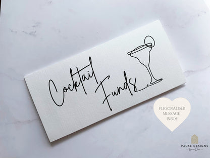 Cocktail Funds Travel Money Wallet Card | Ticket or Cash Envelope Wallet For Birthday, Hen Party Gift Or Honeymoon | Travel Gift |