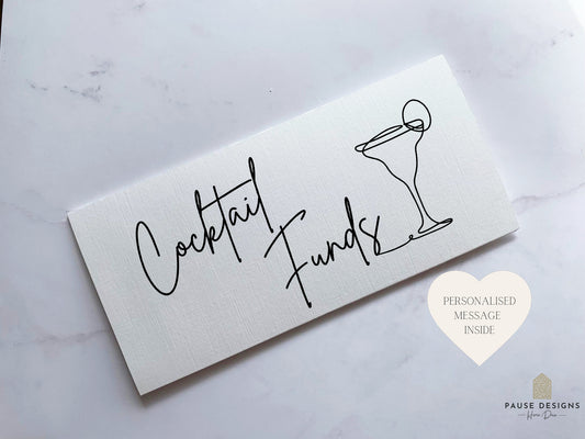 Cocktail Funds Travel Money Wallet Card | Ticket or Cash Envelope Wallet For Birthday, Hen Party Gift Or Honeymoon | Travel Gift |