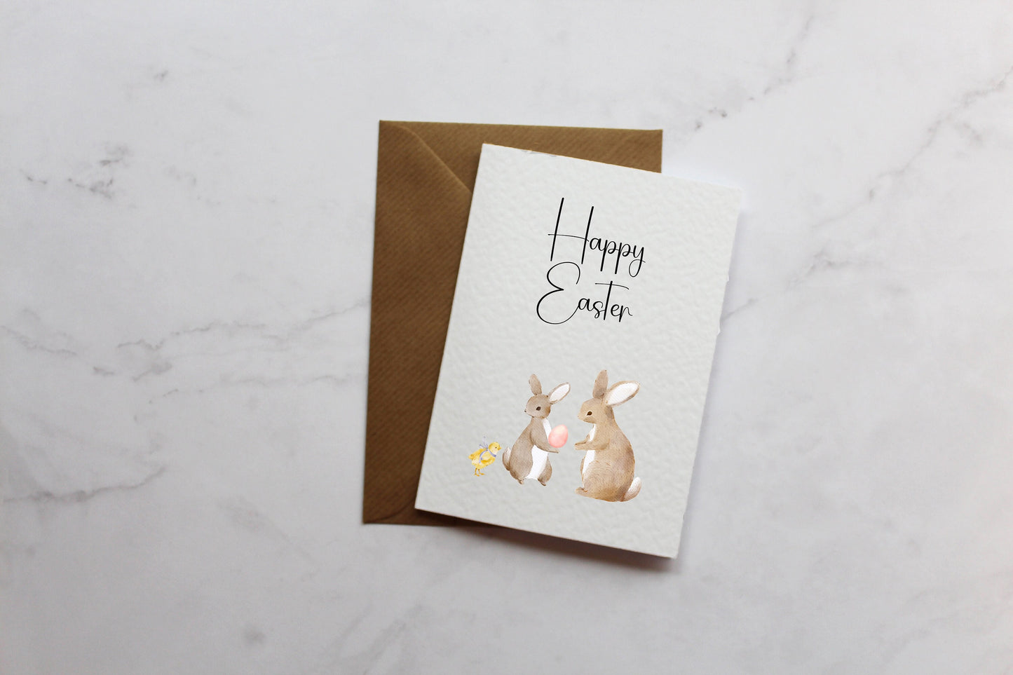 Happy Easter Bunnies & Chick Greetings Card | A6 Greetings Cards | Cute Cards | Easter Cards | Happy Easter | Easter Eggs