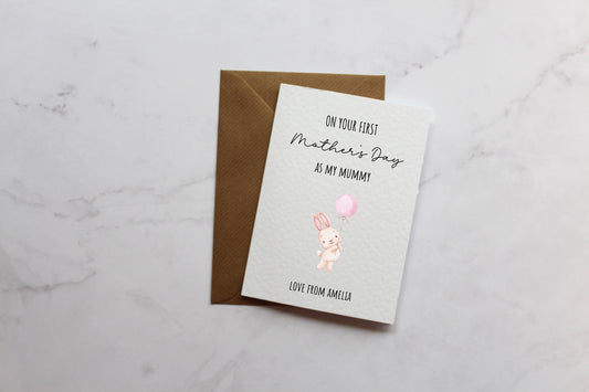 Personalised First Mother's Day Card | Cards For Mum | Mothers Day Card | Cute Cards | Animal Cards | First Mother's Day As My Mummy | Bunny