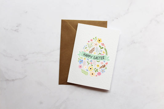 Happy Easter Floral Egg Greetings Card | Easter Card Gift | Cute Easter Card | Wife | Husband | A6 Card | Floral Easter Card
