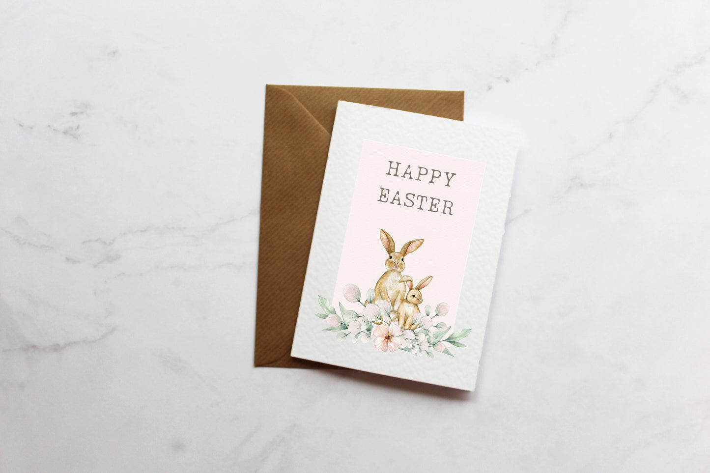 Happy Easter Floral Bunny Easter Greetings Card | Easter Card Gift | Cute Easter Card | Wife | Friend | A6 Card | Rabbit Easter Card