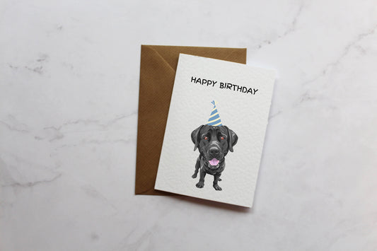 Happy Birthday Labrador Party Birthday Card | A6 Greeting Card | Card For Husband | Card For Friend | Card For Him | Dog Card
