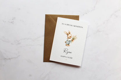 Personalised Special Grandson Happy Easter Greetings Card | Cute Bunny Card | Happy Easter Cards | Easter Card | Personalised Cards