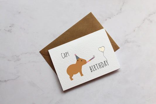 Capy Birthday Party Capybara Greetings Card | Personalised Card | Cute Birthday Card | Wife Birthday Card | Husband Birthday Card |