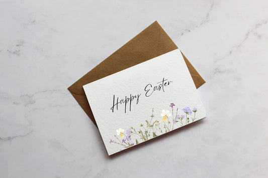 Wildflower Happy Easter Greetings Card | Easter Card Gift | Cute Easter Card | Wife | Card for friend | A6 Card | Floral Easter Card |