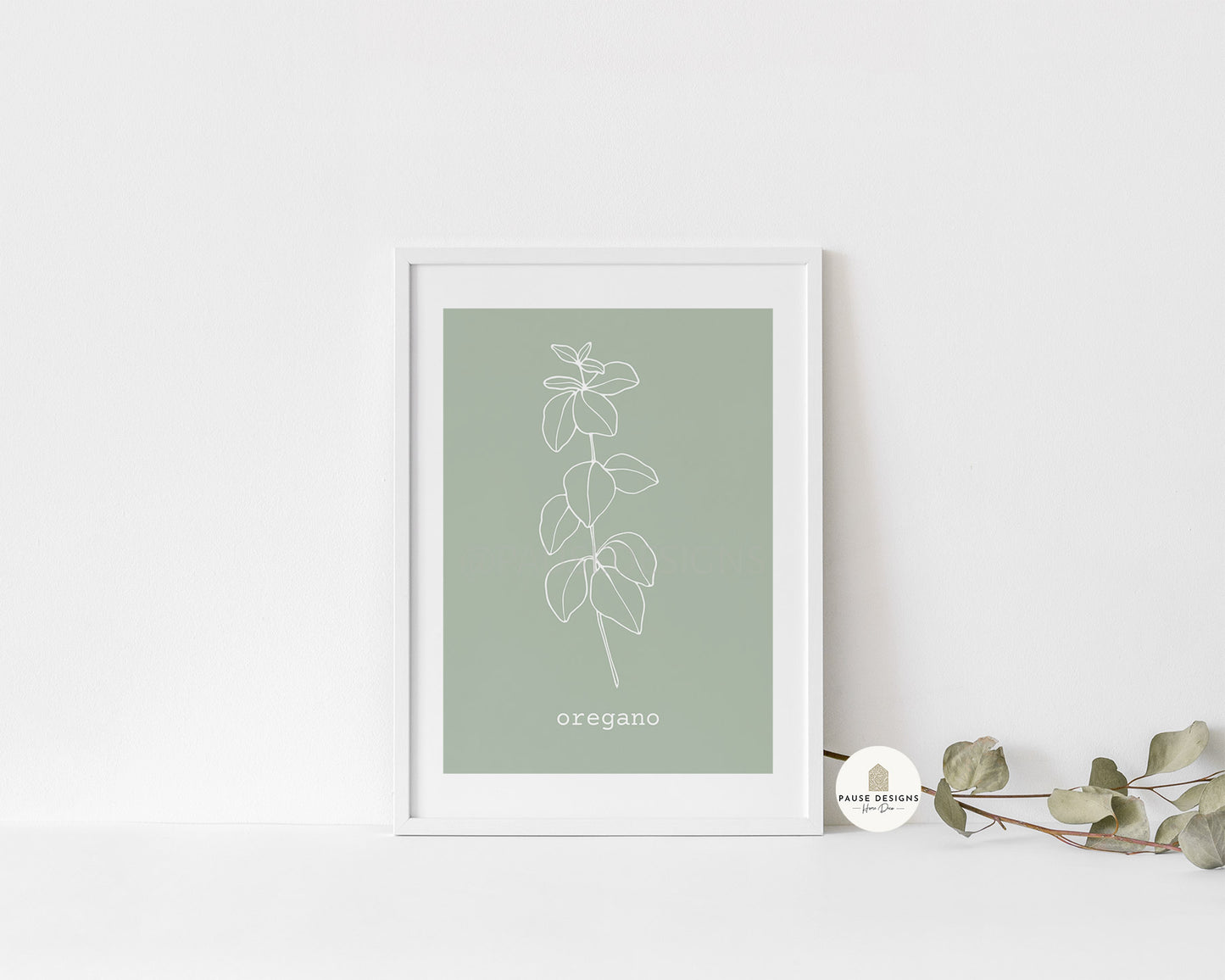 Oregano Herb Line Drawing Wall Art Print | Unframed Print