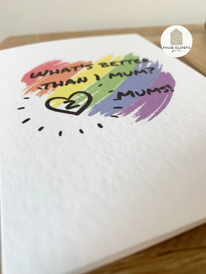 Rainbow Heart 'What's better than 1 Mum, 2 Mum's' Mother's Day Card